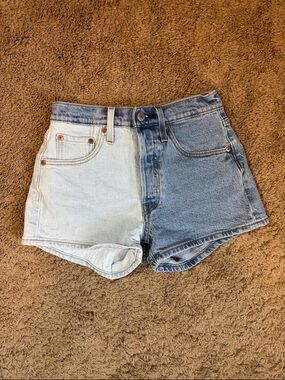 Levi's Two-Tone Light and Dark Blue Denim Shorts